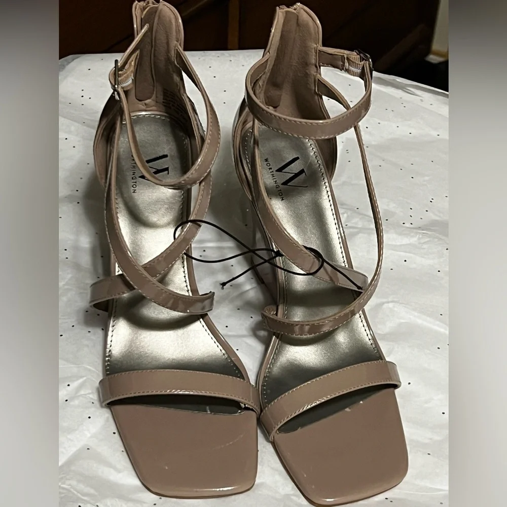 Worthington Patent Wedge Strappy Heels